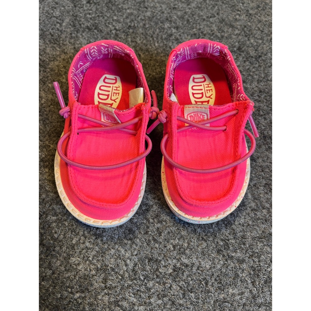 Hey Dude Girls Toddler C5 Wendy T Stretch Canvas Pink Slip On Loafers 41283-680